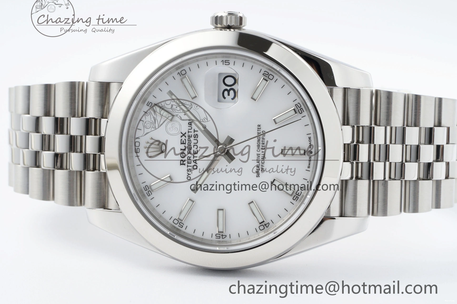 MiroTime 0508 RelaxedFit DateJust 41 SS Polished Bezel KING 1:1 Best Edition 904L Steel White Stick Dial on Jubilee Bracelet VR 2160
